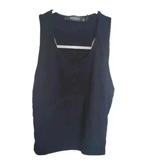 Missguided Women's Black Viscose/Spandex Scoop Neck Racerback Tank Top - Picture 2 of 8